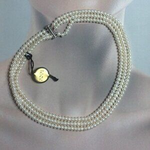 Honora # Rows White Freshwater Button Pearl with Silver Clasp